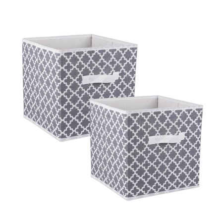 CONVENIENCE CONCEPTS 11 x 11 x 11 in. Nonwoven Lattice Square Polyester Storage Cube, Grey - Set of 2 HI2568181